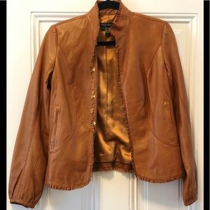 Etcetera cognac leather jacket, size 6